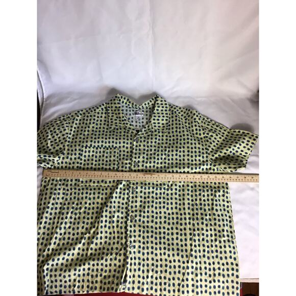Target Brand Mens Summer Button down short Sleeve Shirt Sz. XL NWT Yellow/Green - Picture 7 of 11